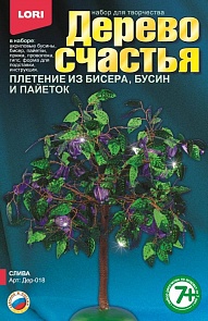 Набор для плетения из бисера, бусин и пайеток - Дерево счастья Слива (Лори, Дер-018)